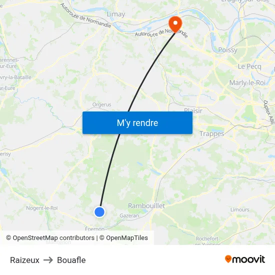 Raizeux to Bouafle map