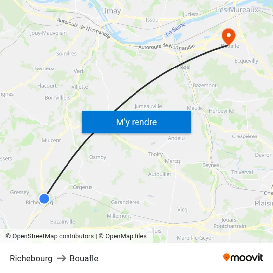 Richebourg to Bouafle map