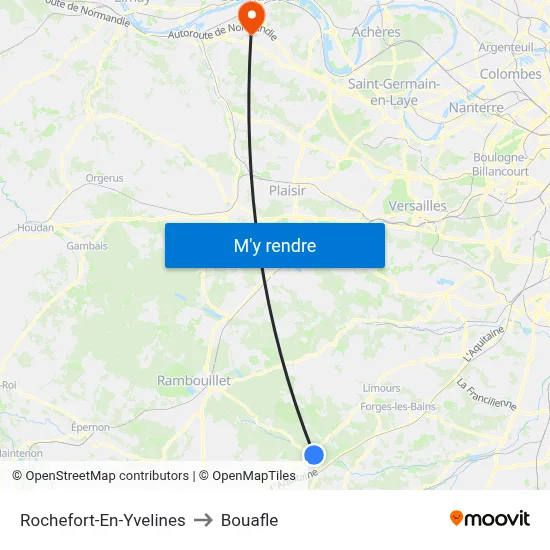 Rochefort-En-Yvelines to Bouafle map