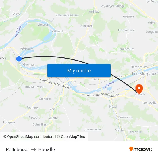 Rolleboise to Bouafle map