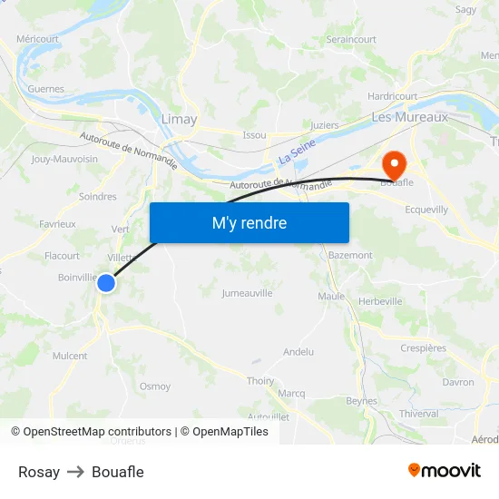 Rosay to Bouafle map