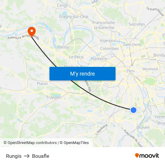 Rungis to Bouafle map