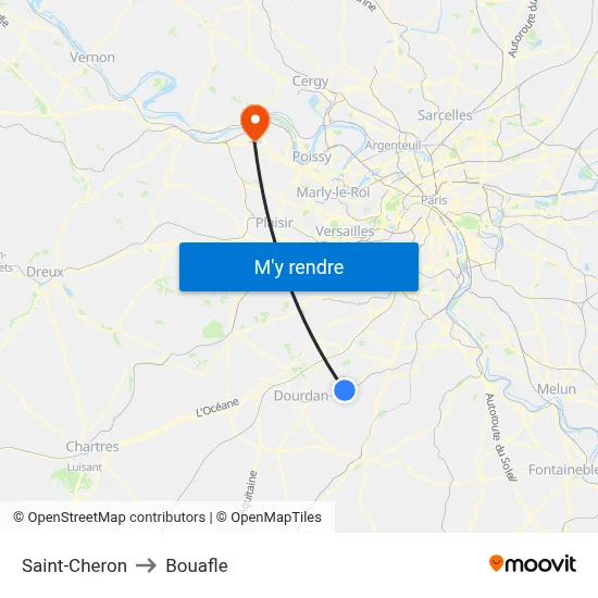 Saint-Cheron to Bouafle map