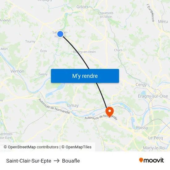 Saint-Clair-Sur-Epte to Bouafle map