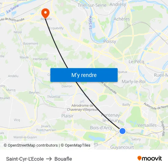Saint-Cyr-L'Ecole to Bouafle map