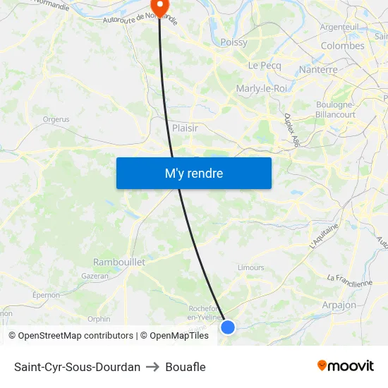 Saint-Cyr-Sous-Dourdan to Bouafle map