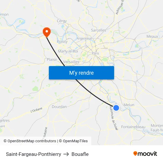 Saint-Fargeau-Ponthierry to Bouafle map