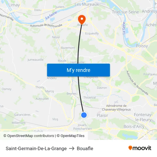 Saint-Germain-De-La-Grange to Bouafle map