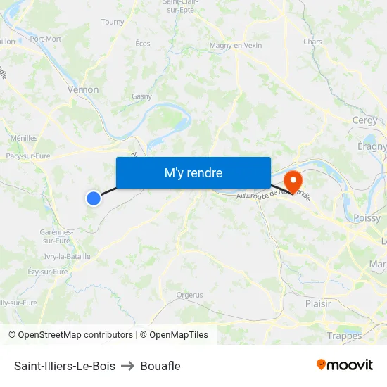 Saint-Illiers-Le-Bois to Bouafle map