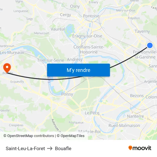 Saint-Leu-La-Foret to Bouafle map