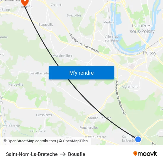Saint-Nom-La-Breteche to Bouafle map