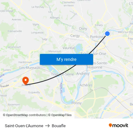 Saint-Ouen-L'Aumone to Bouafle map