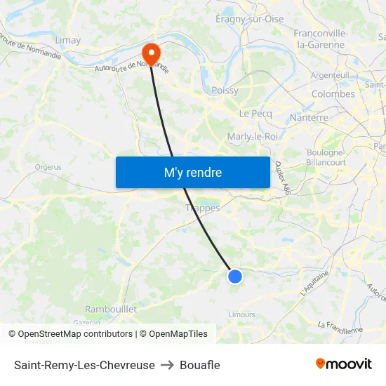 Saint-Remy-Les-Chevreuse to Bouafle map