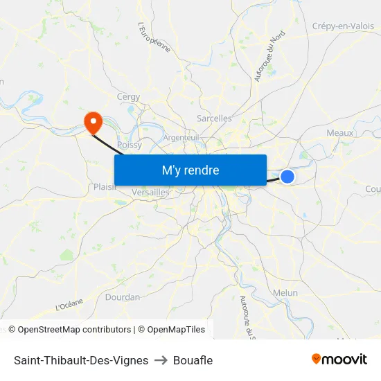 Saint-Thibault-Des-Vignes to Bouafle map