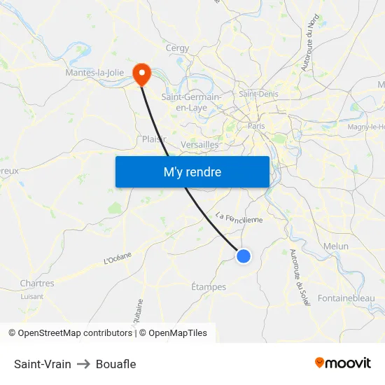 Saint-Vrain to Bouafle map