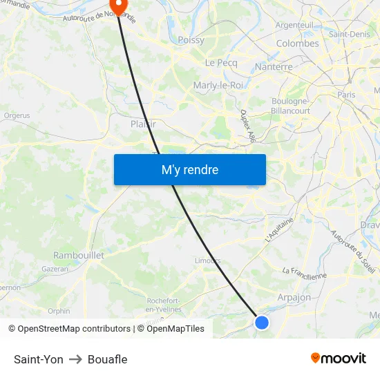 Saint-Yon to Bouafle map