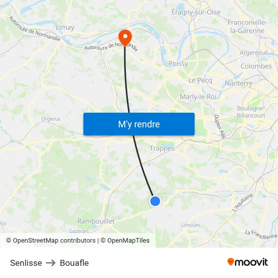 Senlisse to Bouafle map