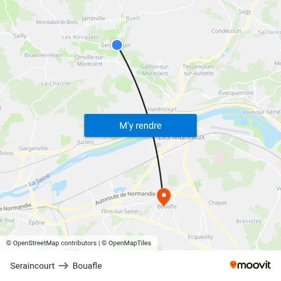 Seraincourt to Bouafle map