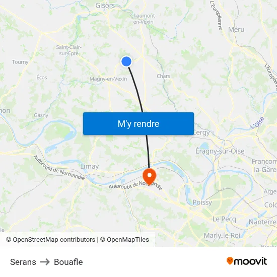 Serans to Bouafle map