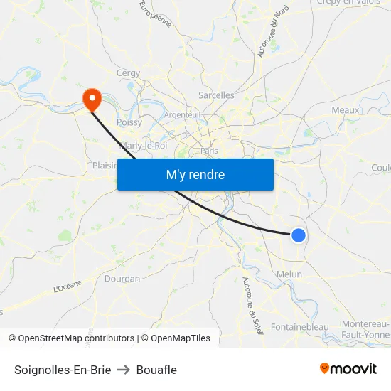 Soignolles-En-Brie to Bouafle map