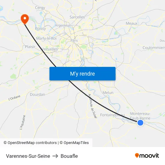 Varennes-Sur-Seine to Bouafle map