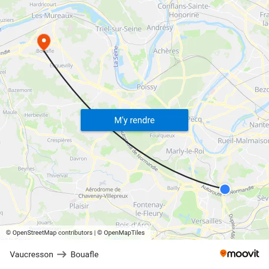 Vaucresson to Bouafle map