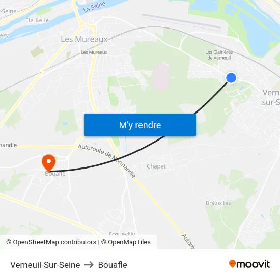 Verneuil-Sur-Seine to Bouafle map