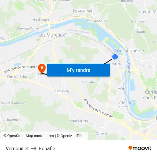 Vernouillet to Bouafle map