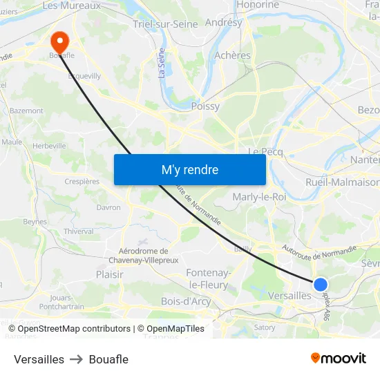 Versailles to Bouafle map