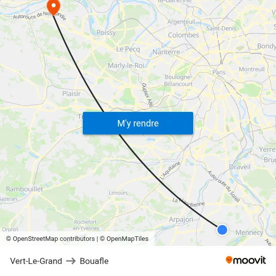 Vert-Le-Grand to Bouafle map