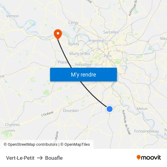 Vert-Le-Petit to Bouafle map