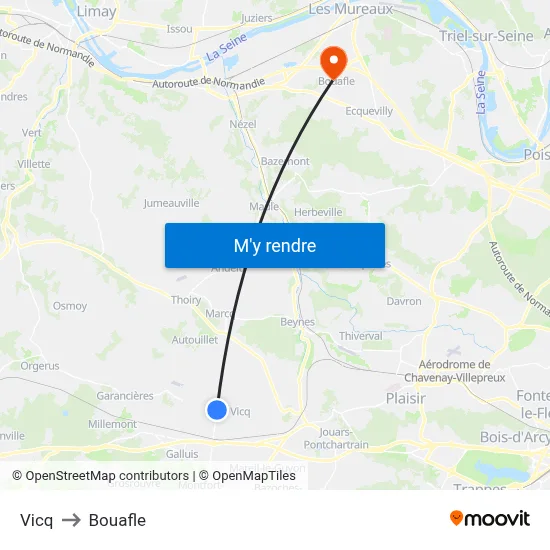 Vicq to Bouafle map