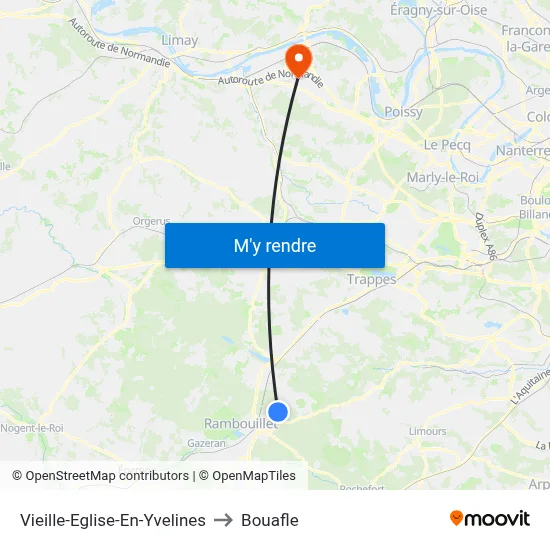 Vieille-Eglise-En-Yvelines to Bouafle map
