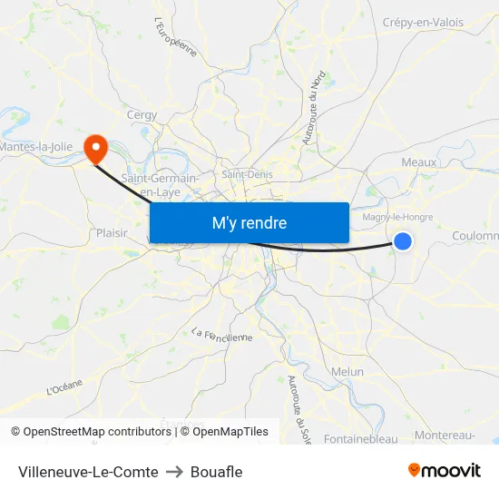 Villeneuve-Le-Comte to Bouafle map