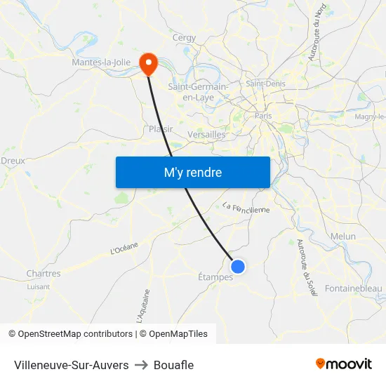 Villeneuve-Sur-Auvers to Bouafle map