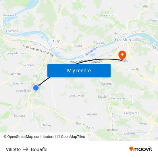 Villette to Bouafle map