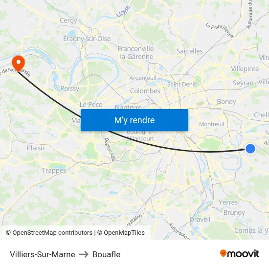 Villiers-Sur-Marne to Bouafle map