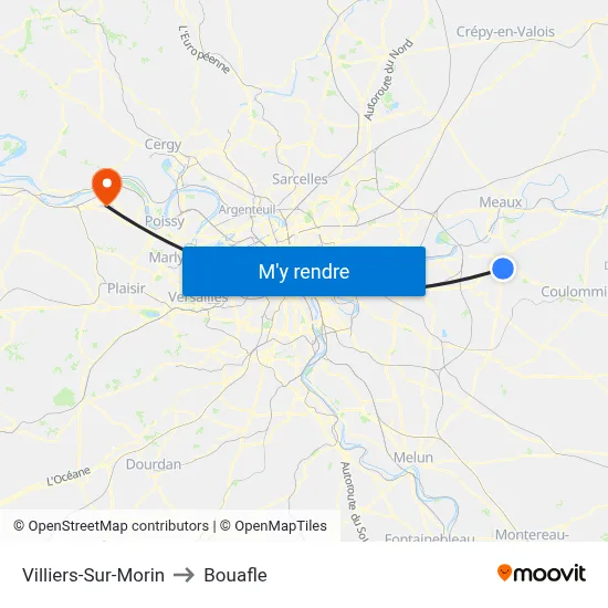 Villiers-Sur-Morin to Bouafle map