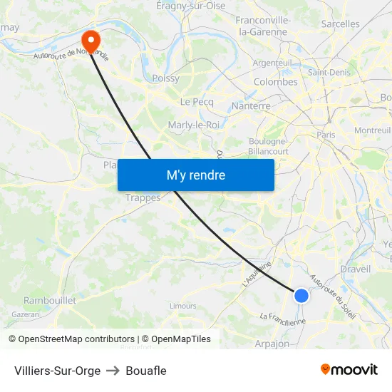 Villiers-Sur-Orge to Bouafle map