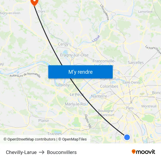 Chevilly-Larue to Bouconvillers map