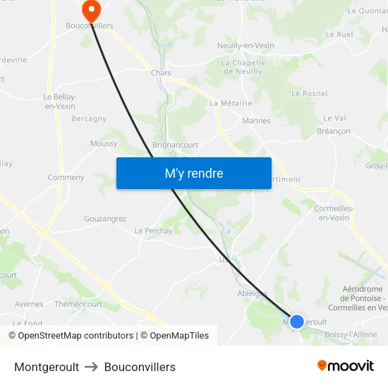 Montgeroult to Bouconvillers map
