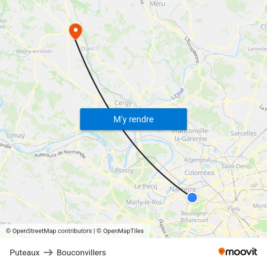 Puteaux to Bouconvillers map