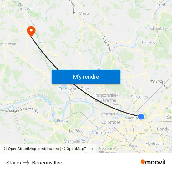 Stains to Bouconvillers map