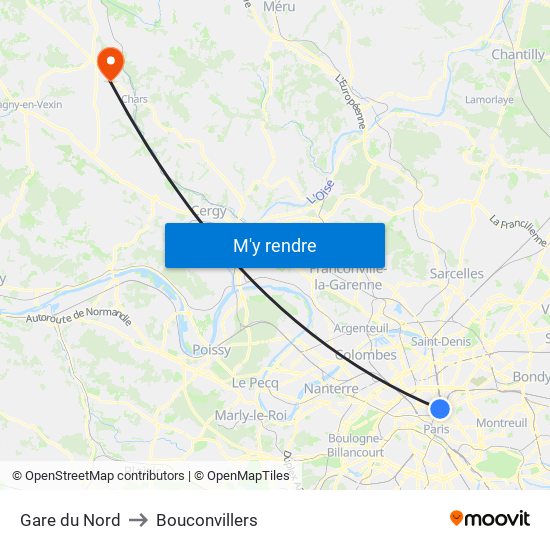 Gare du Nord to Bouconvillers map