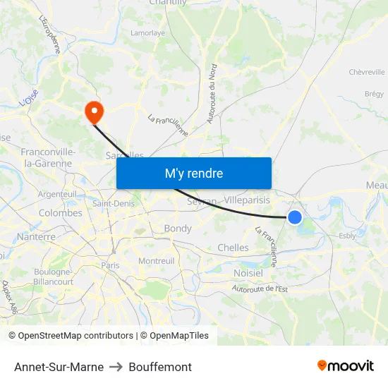 Annet-Sur-Marne to Bouffemont map