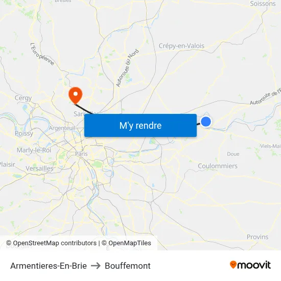 Armentieres-En-Brie to Bouffemont map