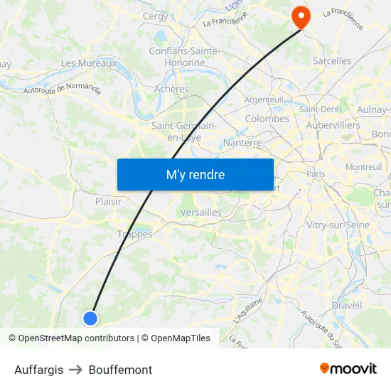 Auffargis to Bouffemont map