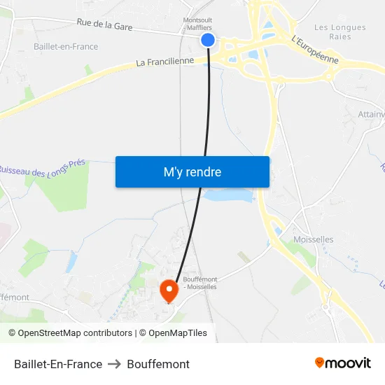 Baillet-En-France to Bouffemont map