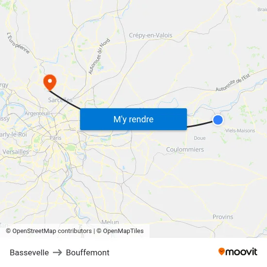 Bassevelle to Bouffemont map