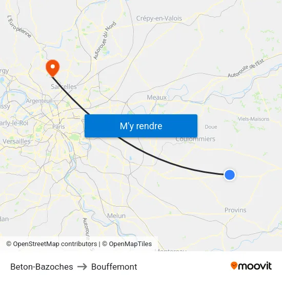 Beton-Bazoches to Bouffemont map